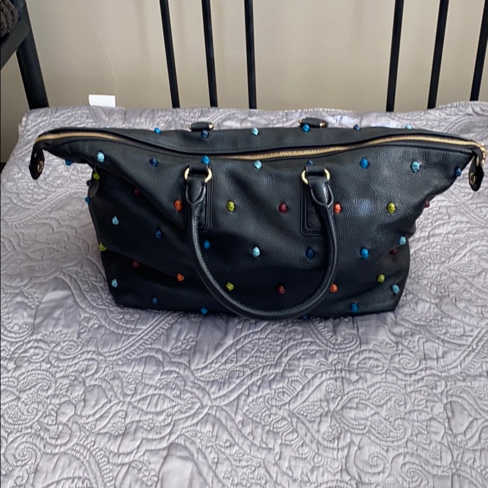 Tehra & B Rainbow Knots Black Leather Satchel